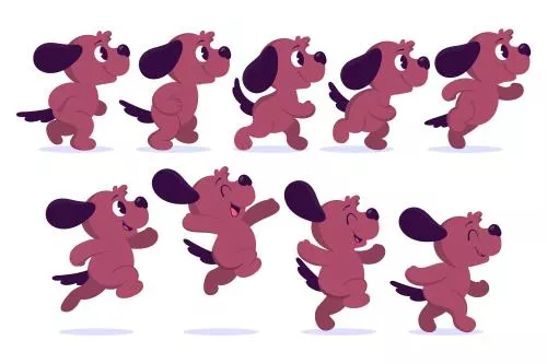 وکتور EPS و AI فریم های انیمیشن سگ کارتونی رایگان 26385