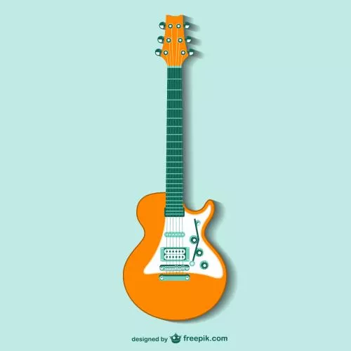وکتور لایه باز EPS و Ai طرح گرافیکی و کارتونی گیتار به رنگ نارنجی و سفید 21253