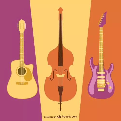 وکتور لایه باز EPS و Ai طرح گرافیکی و کارتونی گیتار و ویولن سل 21255