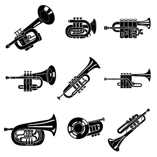 وکتور رایگان لایه باز EPS طرح گرافیکی و کارتونی انواع سازهای موسیقی (آلات موسیقی) 21259