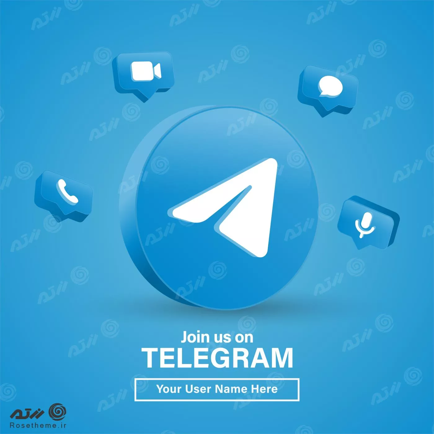 وکتور بنر تلگرام شامل لوگوی سه بعدی تلگرام 21296 | رزتم