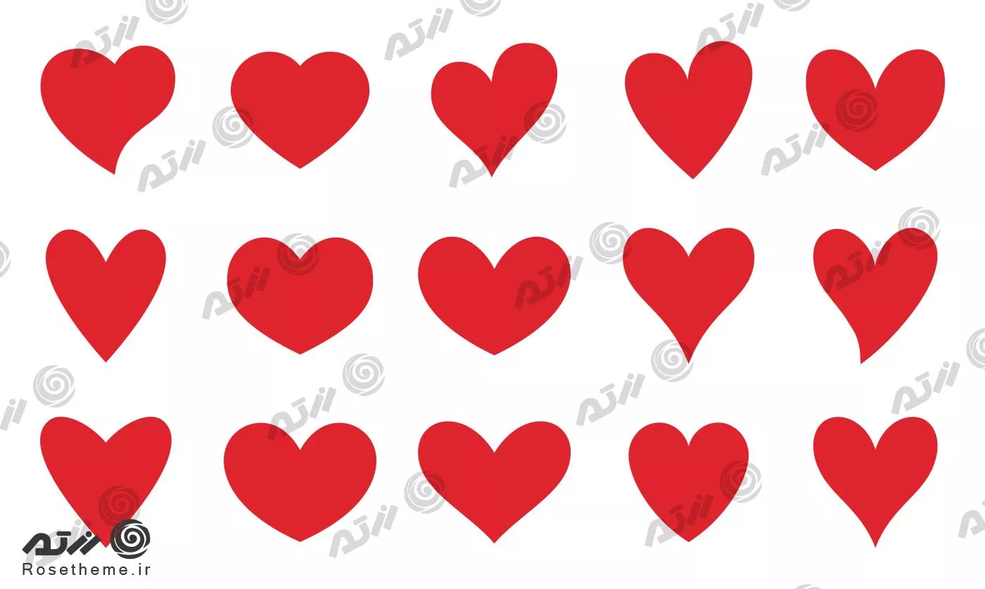 مجموعه رایگان وکتور شکل های مختلف قلب قرمز فایل EPS لایه باز 21287 | رزتم