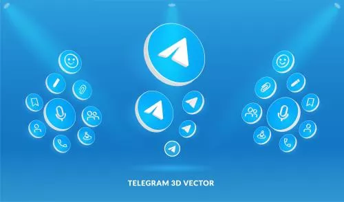 مجموعه لوگو و آیکون تلگرام Telegram به سبک وکتور سه بعدی 21298
