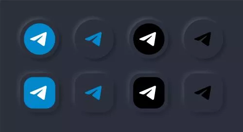نماد لوگوی تلگرام نئومورفیک با دکمه سیاه برای نمادهای شبکه های اجتماعی تلگرام آرم در دکمه های نئومورفیسم 21301