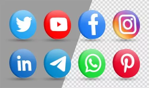 مجموعه وکتور های آرم های شبکه های اجتماعی و پیام رسان ها شامل اینستاگرام و فیسبوک و یوتیوب و توییتر و پینترست و واتس آپ و تلگرام و لینکدین 21302