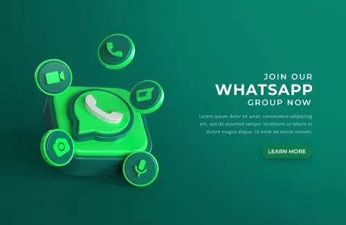 لوگوی رایگان واتس‌اپ از زاویه کنار به همراه جای متن برای نوشتن فایل PSD لایه باز 21324