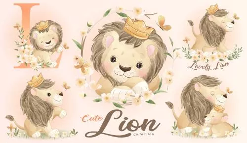 وکتور کودکانه و کارتونی شیر سلطان جنگل فایل eps لایه باز 21423