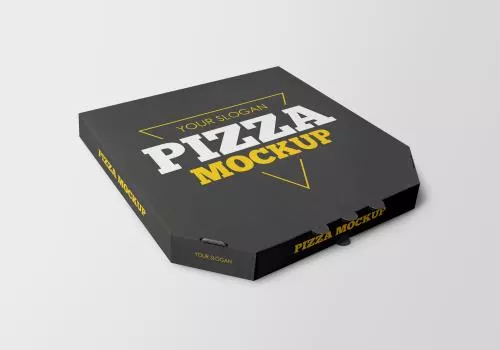 موکاپ رایگان فتوشاپ جعبه پیتزا و فست فود مناسب به صورت بسته برای ارائه لوگو و نماد رستوران ها فایل psd لایه با 21488