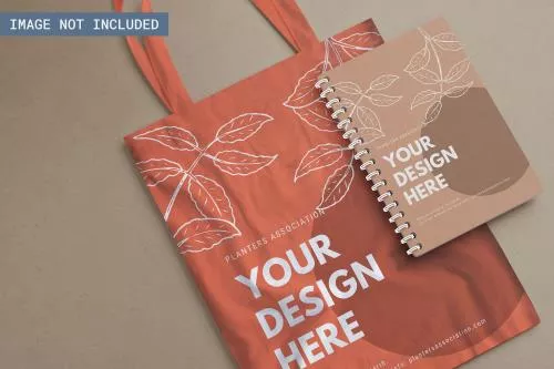 موکاپ هندبگ و کیف به همراه دفترچه یادداشت فایل psd لایه باز 21428