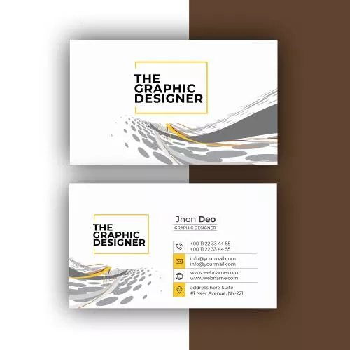 وکتور EPS لایه باز کارت ویزیت لاکچری سفید و طوسی و قهوه ای شامل المان های تزئینی به همراه جای لوگو و نام برند و اطلاعات شخصی  21509