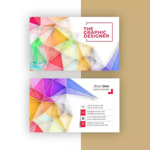 وکتور EPS لایه باز کارت ویزیت لاکچری سفید وهفت رنگ شامل المان های تزئینی به همراه جای لوگو و نام برند و اطلاعات شخصی 21495