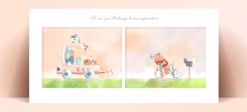 وکتور EPS نقاشی آبرنگی قلعه با رنگ های پاستلی - دنیای رویایی رمانتیک 26404