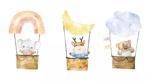 وکتور EPS طراحی چاپی مهد کودک - حیوان بامزه در بالون 26409