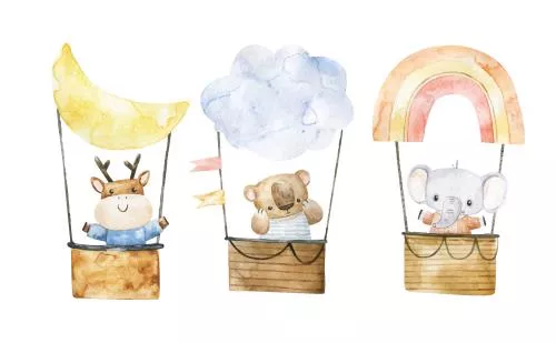 وکتور EPS تصویرسازی وکتور کارتونی بالن حیوانات بامزه برای طراحی مهد کودک 26411