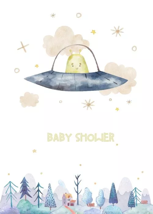 وکتور EPS بیگانه سبز در سفینه فضایی به سبک آبرنگی برای کودکان 26420