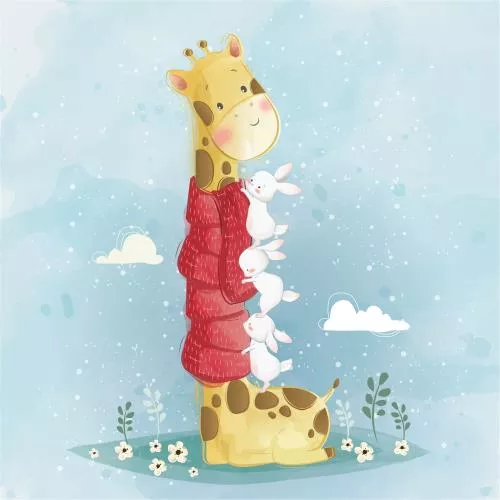 وکتور EPS زرافه‌های بامزه و خرگوش‌ها به صورت رایگان 26421