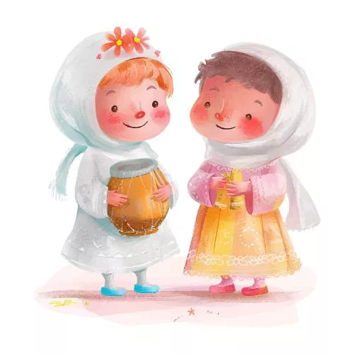 وکتور EPS دختر و پسر مسلمان جشن عید 26422