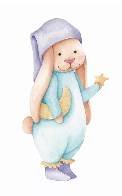 وکتور EPS خرگوش کوچولوی بامزه با ستاره و ماه - نقاشی آبرنگ 26427