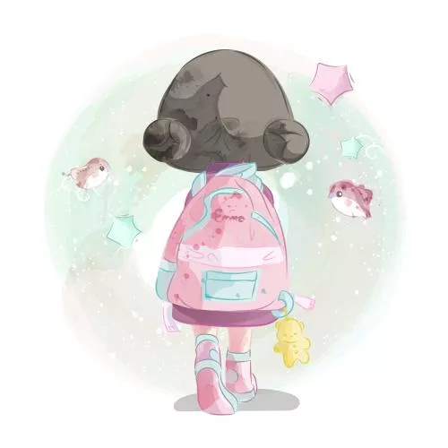 وکتور EPS دختر دوست داشتنی درحال رفتن به مدرسه 26442