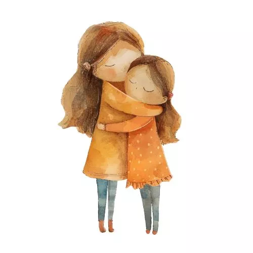 وکتور EPS مادر در حال بغل کردن دختر - وکتور آبرنگی رایگان 26452