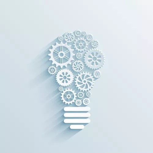 وکتور رایگان لامپ کاغذی لامپ و چرخ دنده مفهوم مهندسی 21522