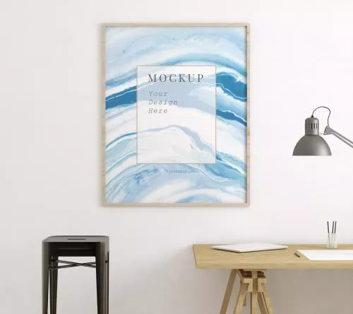 موکاپ رایگان تابلو به همراه نمای اتاق فایل PSD لایه باز 21540