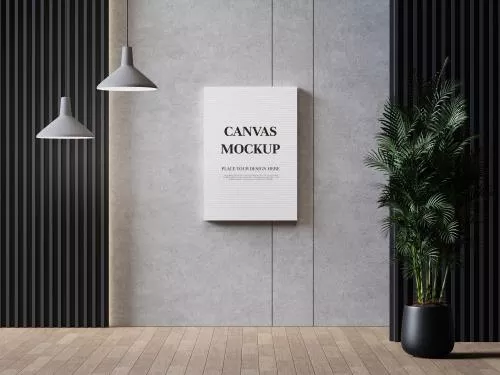 موکاپ فتوشاپ تابلو و قاب عکس روی دیوار با نمای اتاق فایل PSD لایه باز 21548