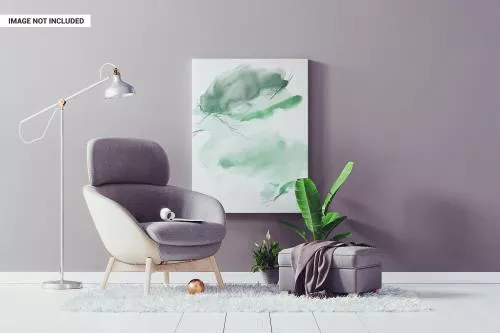 موکاپ PSD رایگان قاب عکس نقاشی عمودی با نمای اتاق فایل PSD لایه باز 21554