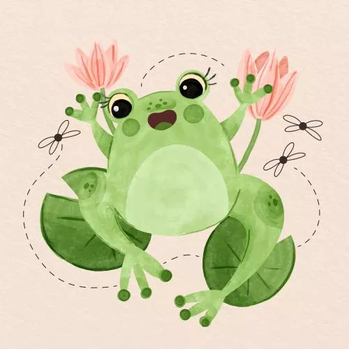 وکتور رایگان قورباغه نقاشی شده با دست فایل EPS و Ai لایه باز 21576