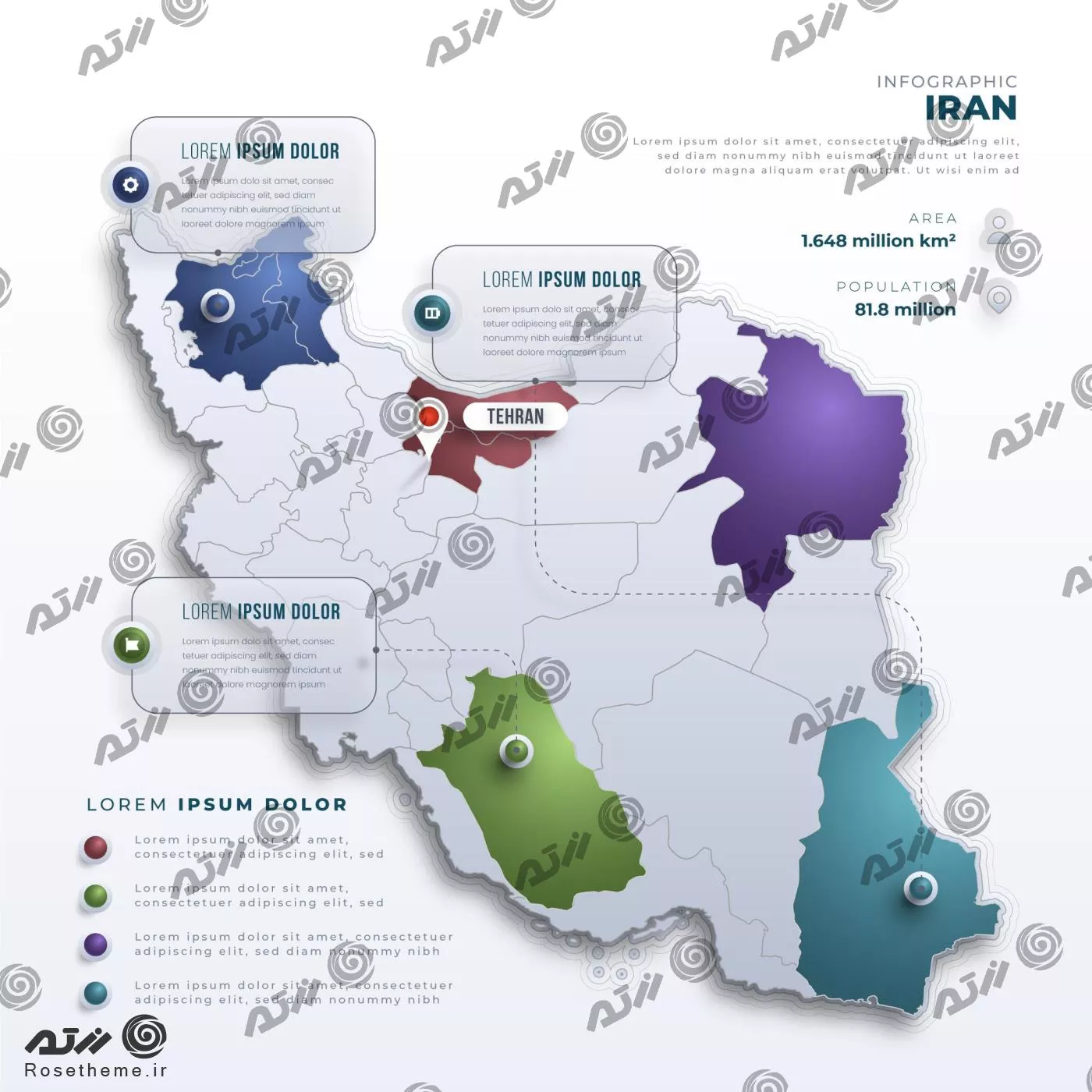 نقشه رایگان اینفوگرافیک ایران شیشه ای فایل EPS و Ai لایه باز 21581