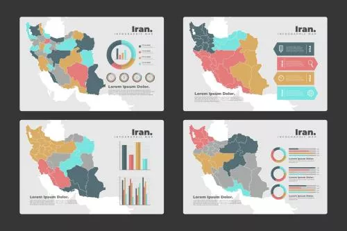نقشه اینفوگرافیک ایران به همراه نمودار فایل EPS و Ai لایه باز 21588