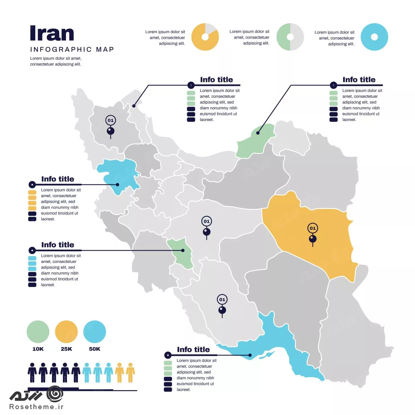 نقشه اینفوگرافیک ایران به همراه نمودار فایل EPS و Ai لایه باز 21595