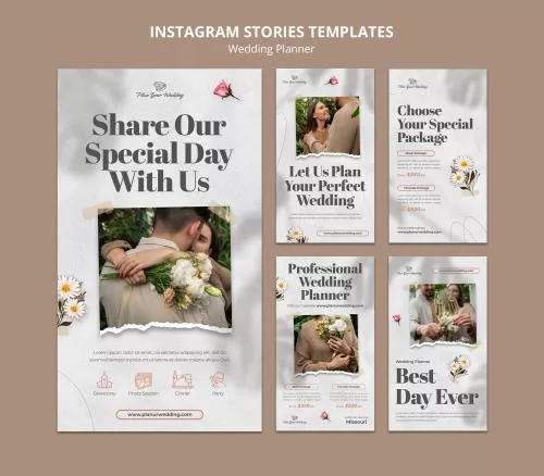 قالب PSD رایگان استوری اینستاگرام مناسب برای عروسی و جشن تولد قابل ویرایش با فتوشاپ 21607