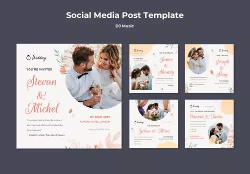 قالب PSD رایگان پست اینستاگرام مناسب برای عروسی و جشن تولد به همراه جای متن برای نوشتن قابل ویرایش با فتوشاپ 21612