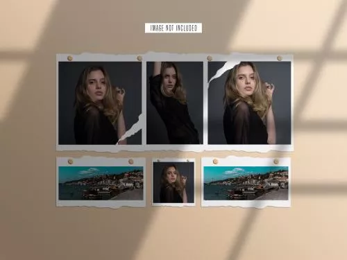 موکاپ PSD لایه باز چندین عکس روی دیوار به همراه سایه(عکس شامل فایل نیست) 21629