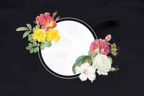 فایل رایگان PSD لایه باز حاشیه گل و کادر برای نوشتن به شکل دایره 21632