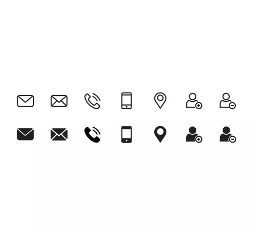 وکتور مجموعه نماد های تماس شامل تلفن و لوکیشن و ایمیل و کاربر فایل EPS لایه باز 20916
