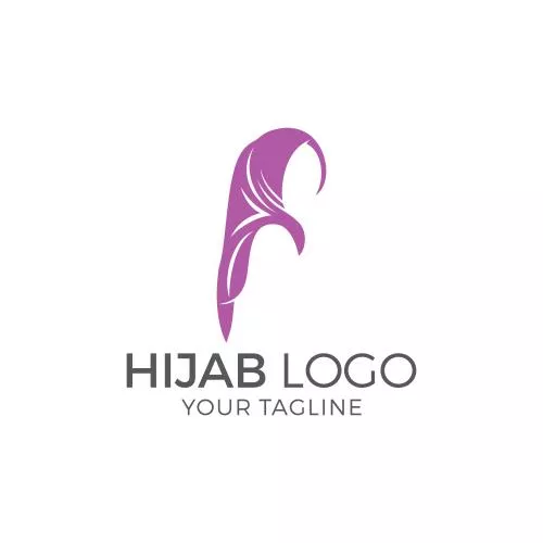 وکتور طرح لوگو و آرم فروشگاه حجاب و مزون زنانه شامل زن مسلمان با حجاب فایل EPS لایه باز 20843