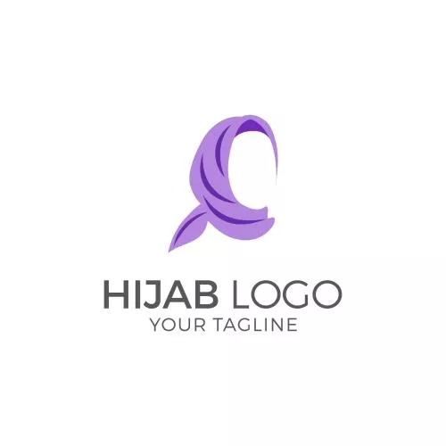 وکتور طرح لوگو و آرم فروشگاه حجاب و مزون زنانه شامل زن مسلمان با حجاب فایل EPS لایه باز 20844