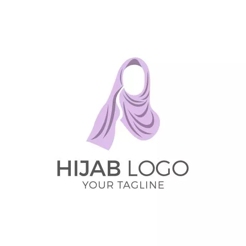 وکتور طرح لوگو و آرم فروشگاه حجاب و مزون زنانه شامل زن مسلمان با حجاب فایل EPS لایه باز 20845