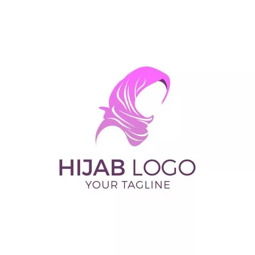 وکتور طرح لوگو و آرم فروشگاه حجاب و مزون زنانه شامل زن مسلمان با حجاب فایل EPS لایه باز 20851