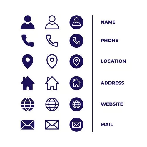 بسته آیکون های تماس شامل وکتور های کاربر و تلفن و لوکیشن و خانه و اینترنت و ایمیل فایل EPS و Ai لایه باز 20918