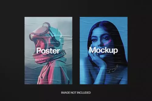 موکاپ پوستر چسبیده شده به دیوار فایل PSD 20936