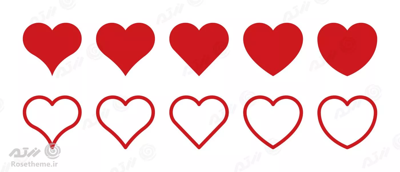 مجموعه وکتور های قلب نمادهای قلب صاف و خطی تصویر جدا شده از زمینه 20940