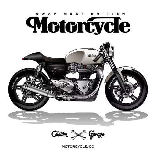 وکتور EPS لایه باز موتور سیکلت سیاه و سفید و نقره ای 20995