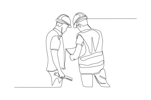 وکتور خطی تیم کارگران ساختمانی فایل EPS لایه باز 21003