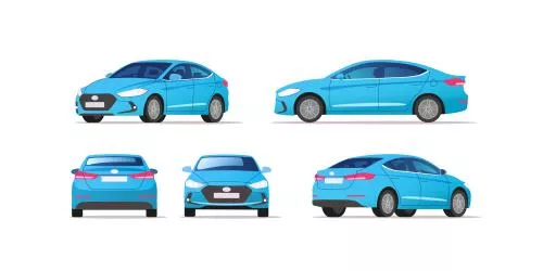 وکتور EPS لایه باز ماشین اسپرت به رنگ آبی از زوایای مختلف 21091