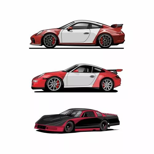 وکتور رایگان EPS لایه باز 3 ماشین اسپرت به رنگ قرمز و طوسی 21081