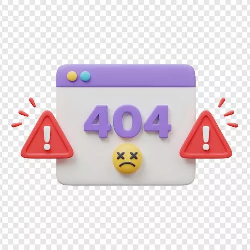 فایل PSD مفهوم صفحه خطای 404 رندر شده سه بعدی با پس زمینه شفاف 29866
