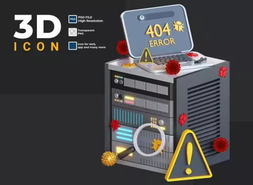 فایل PSD آیکون خطای سرور سه بعدی 29867